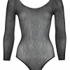 NO:XQSE - long-sleeved, shiny mesh body - black (S-L)