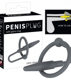 You2Toys Penisplug - silikónový krúžok na penis s kolíkom do močovej trubice (sivý)