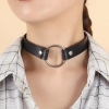 STD Choker s kovovým krúžkom – čierny obojok na krk (PVC + kov)