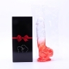 Sunfo - realistické dildo s prísavkou a semenníkmi (21 cm, priehľadno-červené)