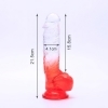 Sunfo - realistické dildo s prísavkou a semenníkmi (21 cm, priehľadno-červené)