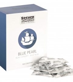 Secura Blue Pearl - Kondómy s perličkovým povrchom (100 ks)