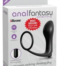 analfantasy ass-gasm vibrator - anal finger with penis ring (black)
