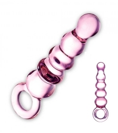 GLAS – klasické sklenené análne dildo s guličkami (ružové)