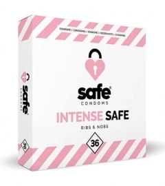 SAFE Intense Safe - vrúbkované a bodkované kondómy (36ks)