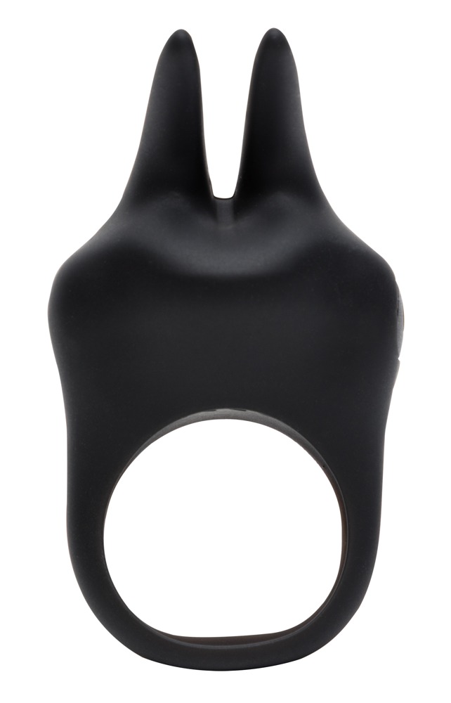 E-shop Fifty Shades of Grey - vibračný krúžok na penis so zajačikom Sensation (čierny)