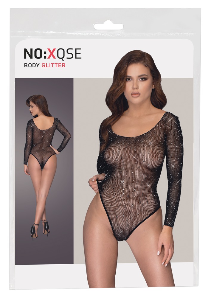E-shop NO:XQSE - long-sleeved, shiny mesh body - black (S-L)