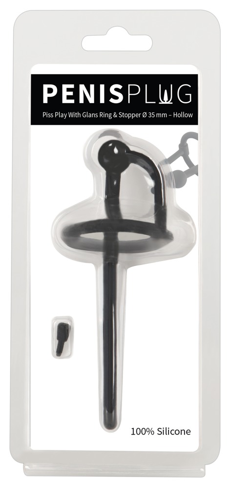 E-shop Penisplug Dilator - silicone urethral dilator with glans ring (0.6mm) - black
