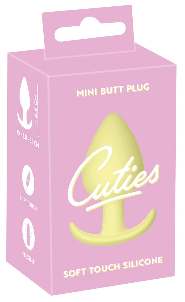 E-shop Cuties Mini Butt Plug - silicone anal dildo - yellow (3.1cm)