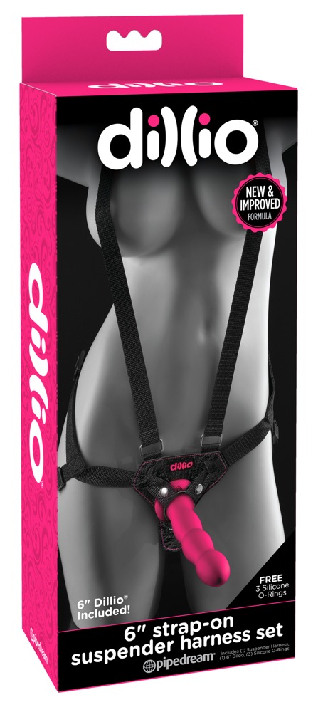 E-shop Dillio 6 Inch Strap-on Suspender Harness set dildo a postroj Pink