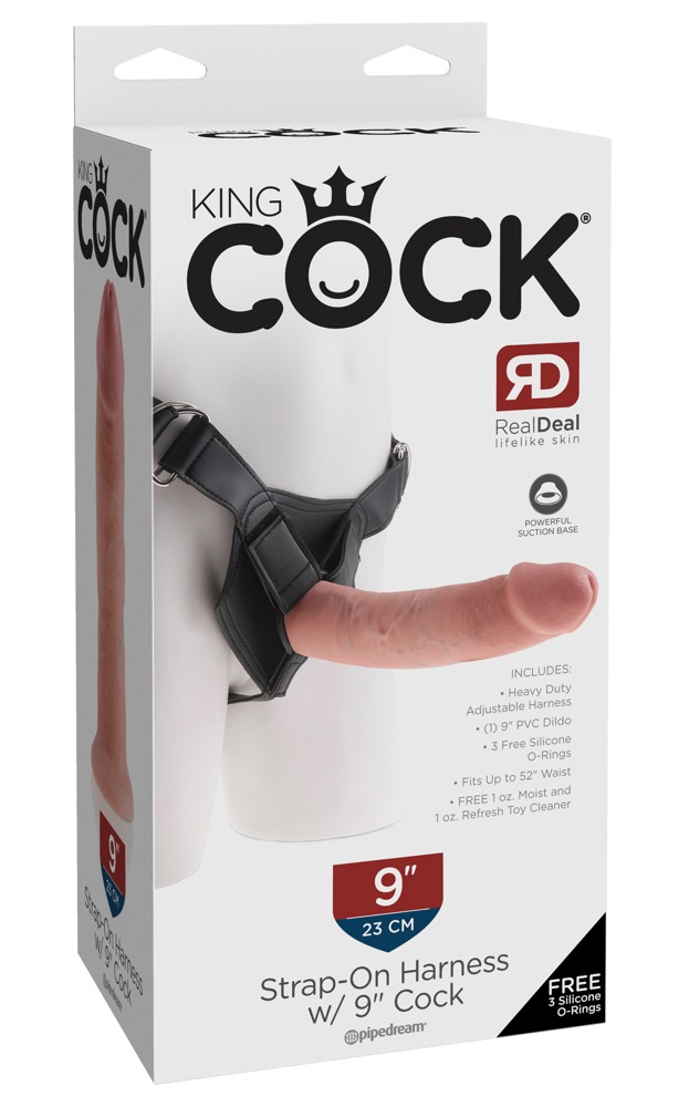 E-shop Pipedream King Cock Strap-on Harness w/ 9 Cock - Pripínací penis 23cm Telová