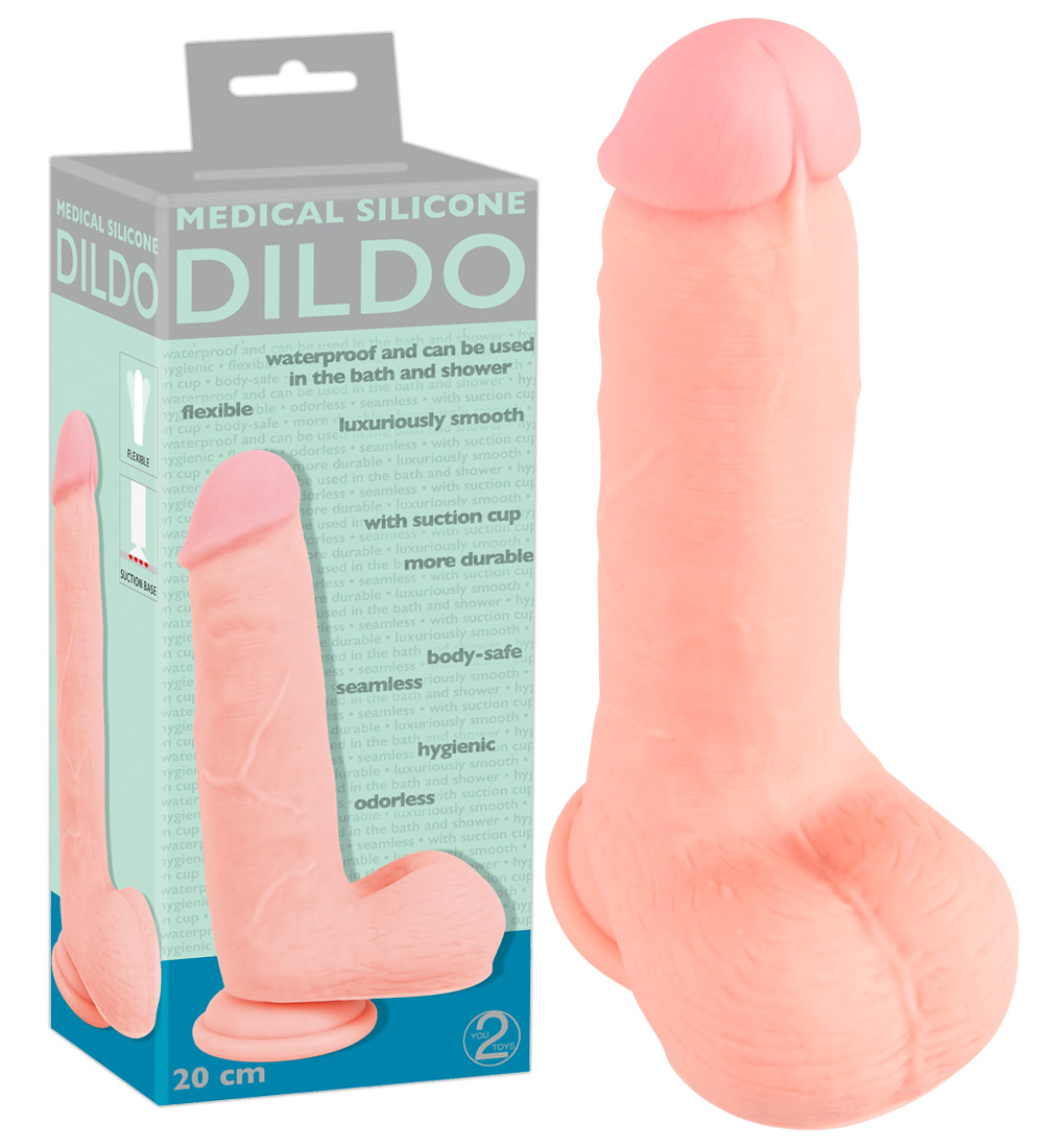 E-shop Medical Silicone Dildo - rovné dildo z lekárskeho silikónu (20 cm) - telová farba