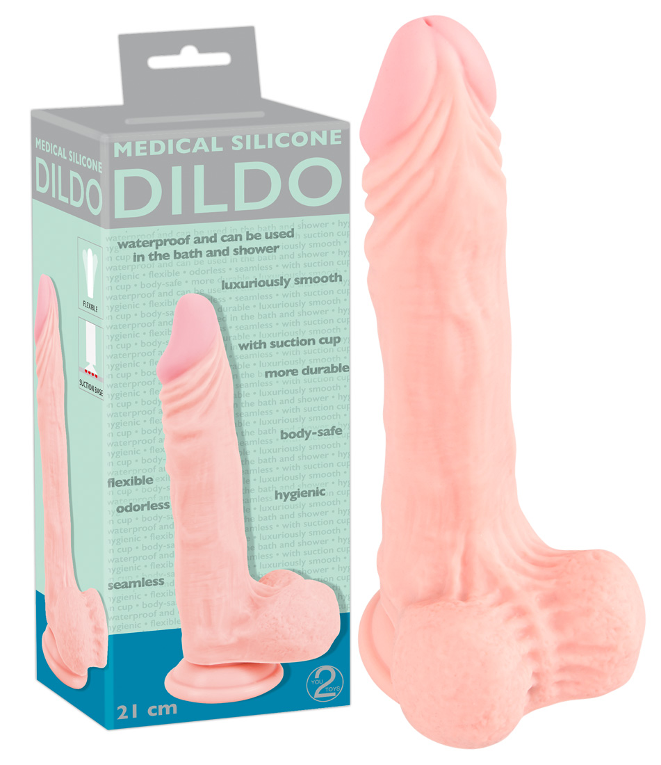 E-shop Medical Silicone Dildo - dildo z lekárskeho silikónu (21 cm) - telová farba