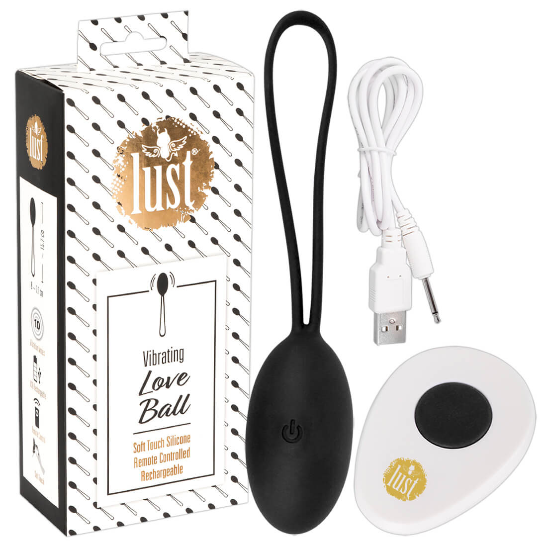E-shop Lust Love Ball - nabíjacie vibračné vajíčko na diaľkové ovládanie (čierne)
