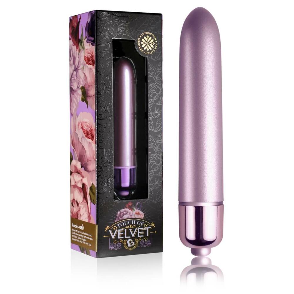 E-shop Rocks-Off Touch of Velvet - mini rúžový vibrátor (s 10 režimami) - fialový
