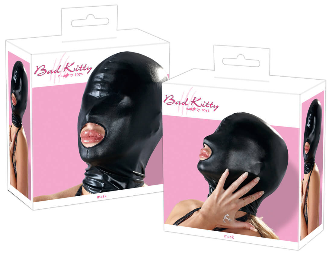 E-shop Bad Kitty - lesklá maska s otvorom na ústa (S-L)