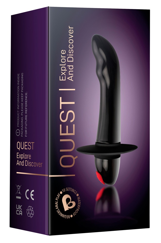 E-shop Rocks Off Quest - vibrátor na prostatu pre začiatočníkov s 10 rytmami (čierny)
