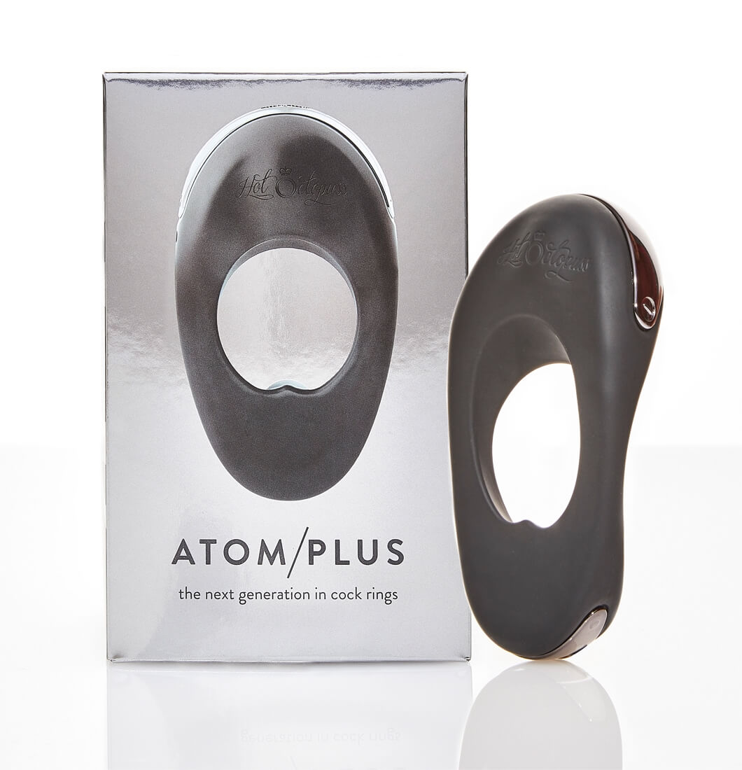 E-shop Hot Octopuss Atom plus - nabíjací krúžok na penis s dvoma motorčekmi (čierny)