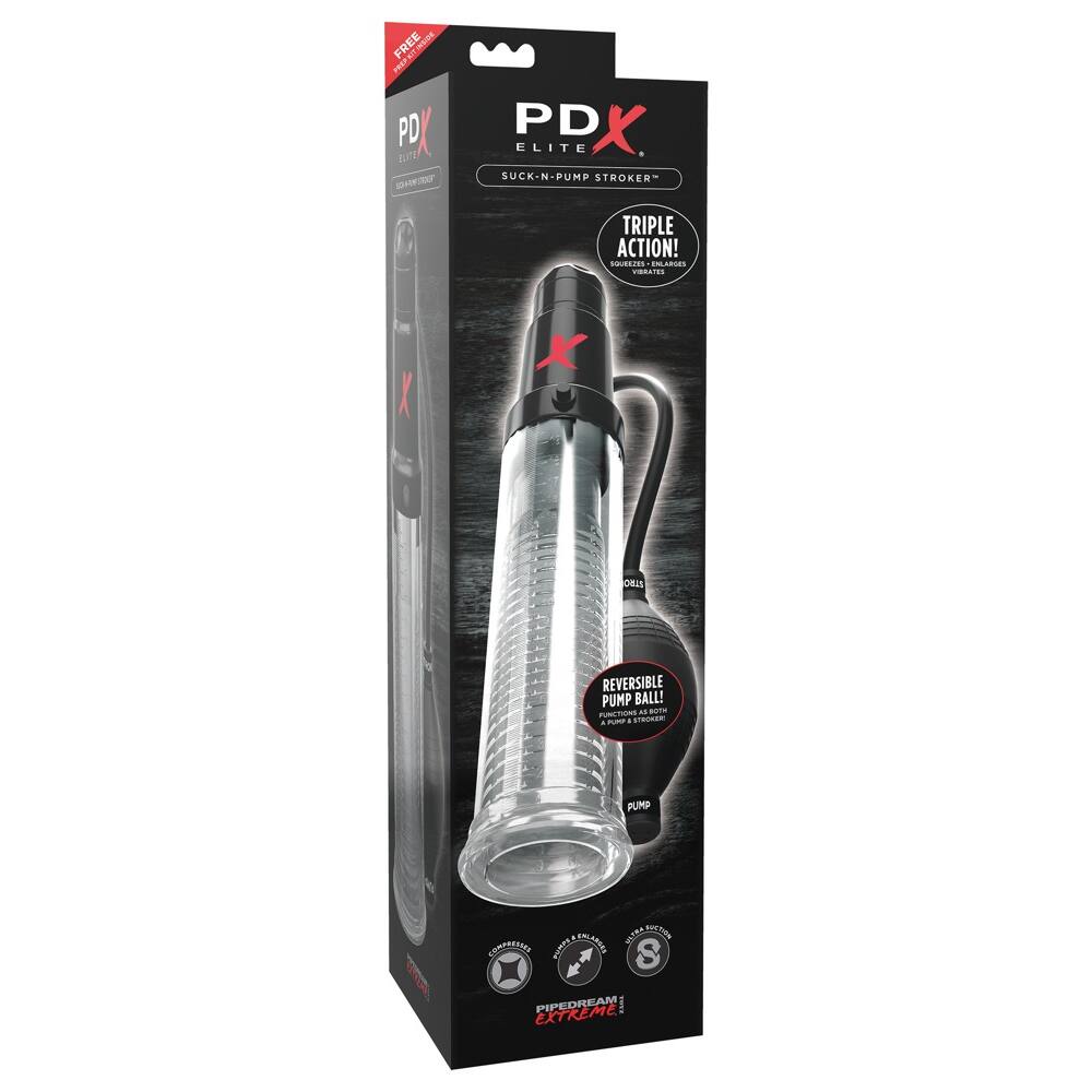 E-shop PDX Elite - 2in1 - masturbátor a pumpa na penis v jednom (priehľadná)