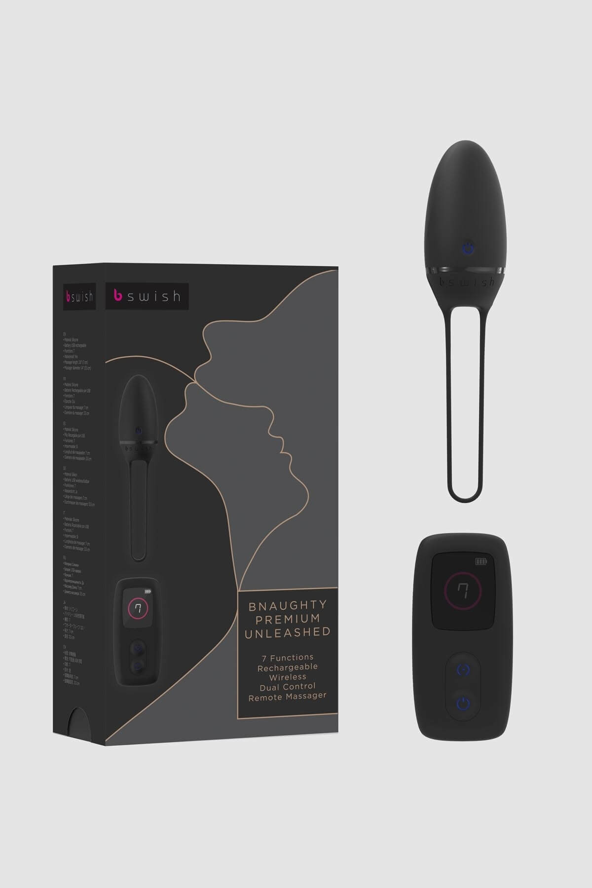 B SWISH Premium – nabíjacie vibračné vajíčko na diaľkové ovládanie (čierne)  - Sexihracky.eu