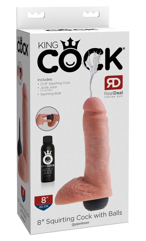 E-shop King Cock 8 – realistické striekajúce dildo (20cm) – telová farba