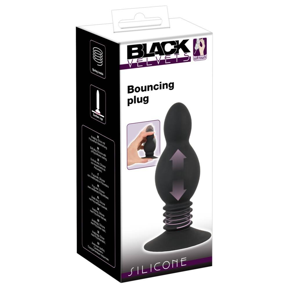 E-shop Black Velvets Bouncing Plug - pružinové análne dildo s prísavkou (čierne)