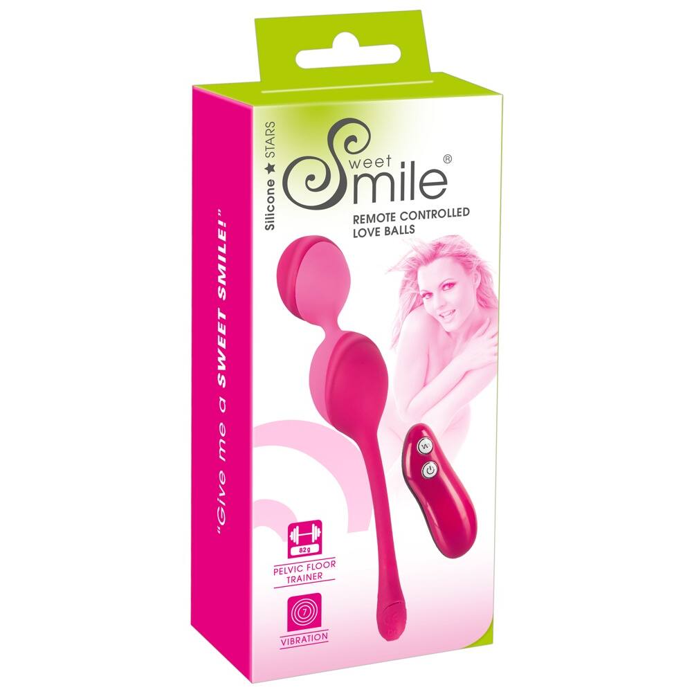 E-shop SMILE Love Balls – 82g-ové, nabíjacie vibračné vajíčko na diaľkové ovládanie (ružové)