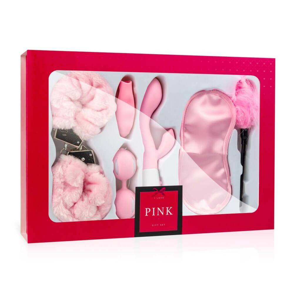 E-shop Loveboxxx I love Pink - zväzovacia súprava s vibrátorom (6 dielna) - ružová