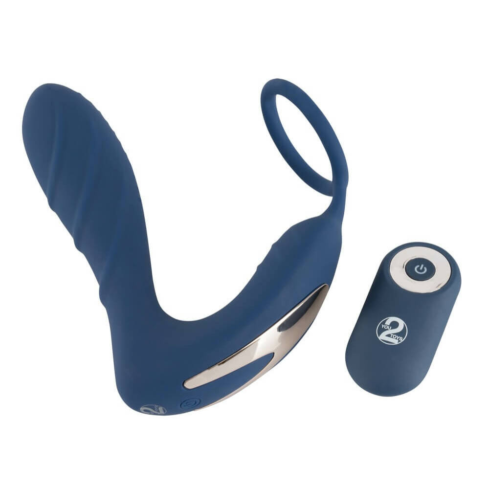 E-shop You2Toys Prostata Plug – nabíjací análny vibrátor s krúžkom na penis a diaľkovým ovládačom (modrý)