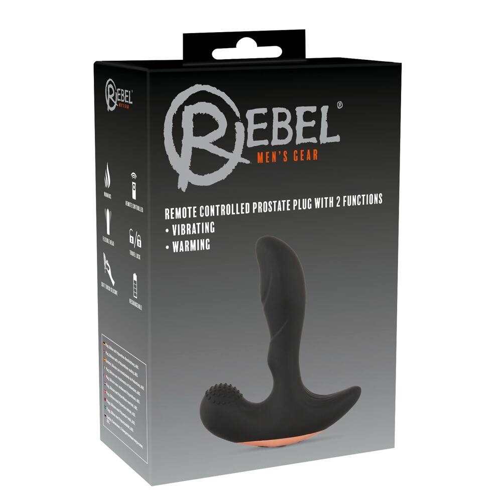 E-shop Rebel - cordless, radio-heated anal dildo (black)